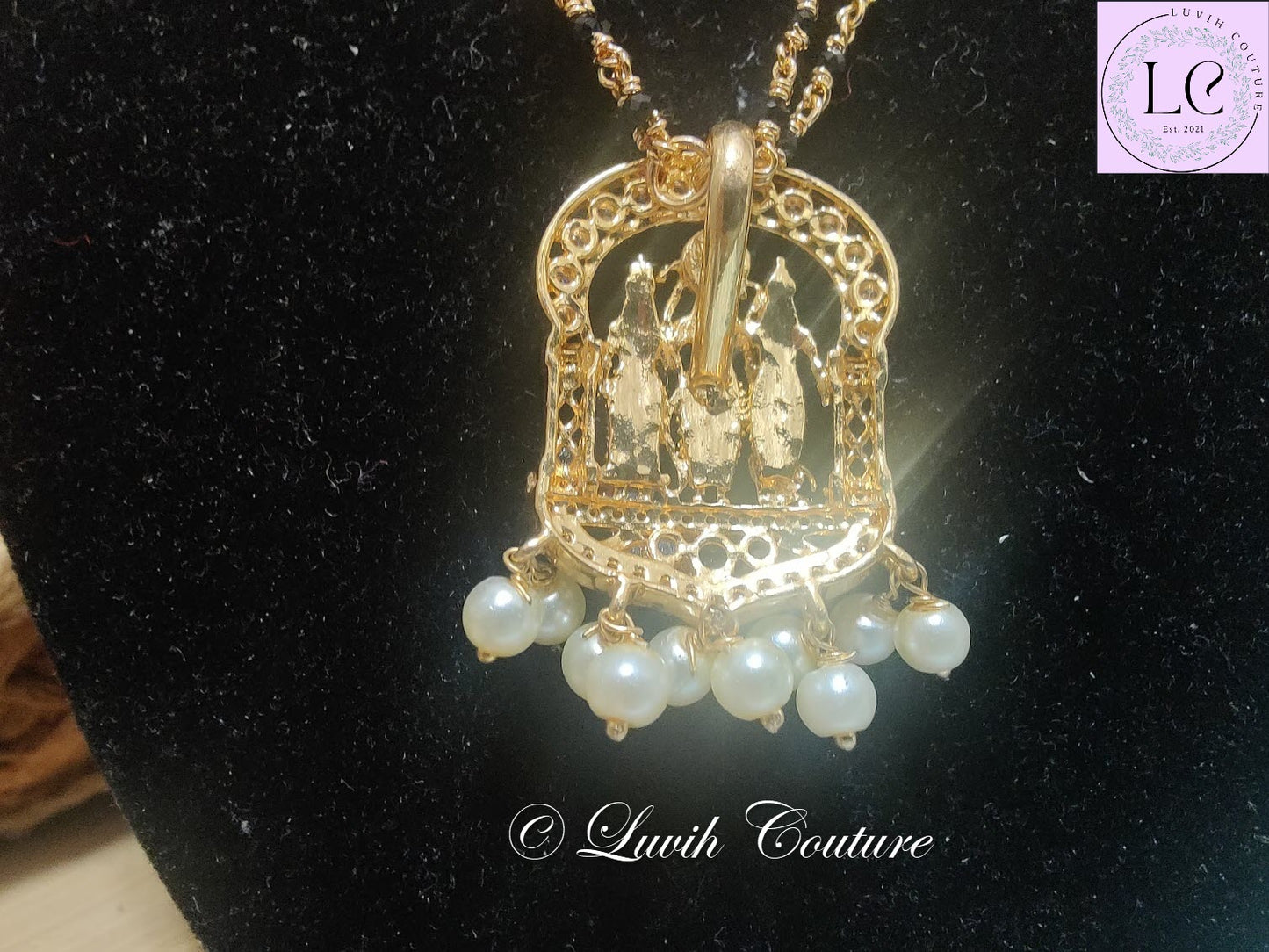 Ram Dharbar Pendant black beads or Mangalsutra Back Side for Women