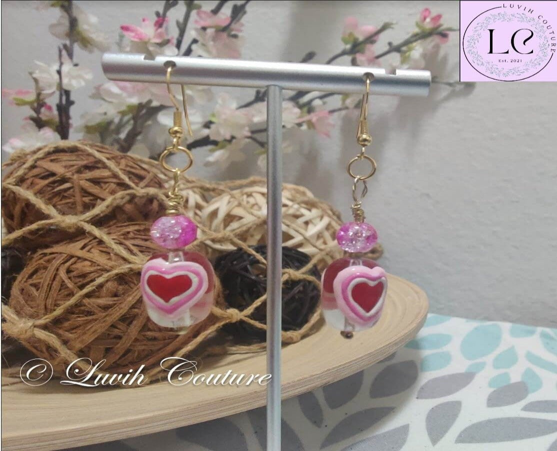 Heart Painted Earrings, Luvih Couture