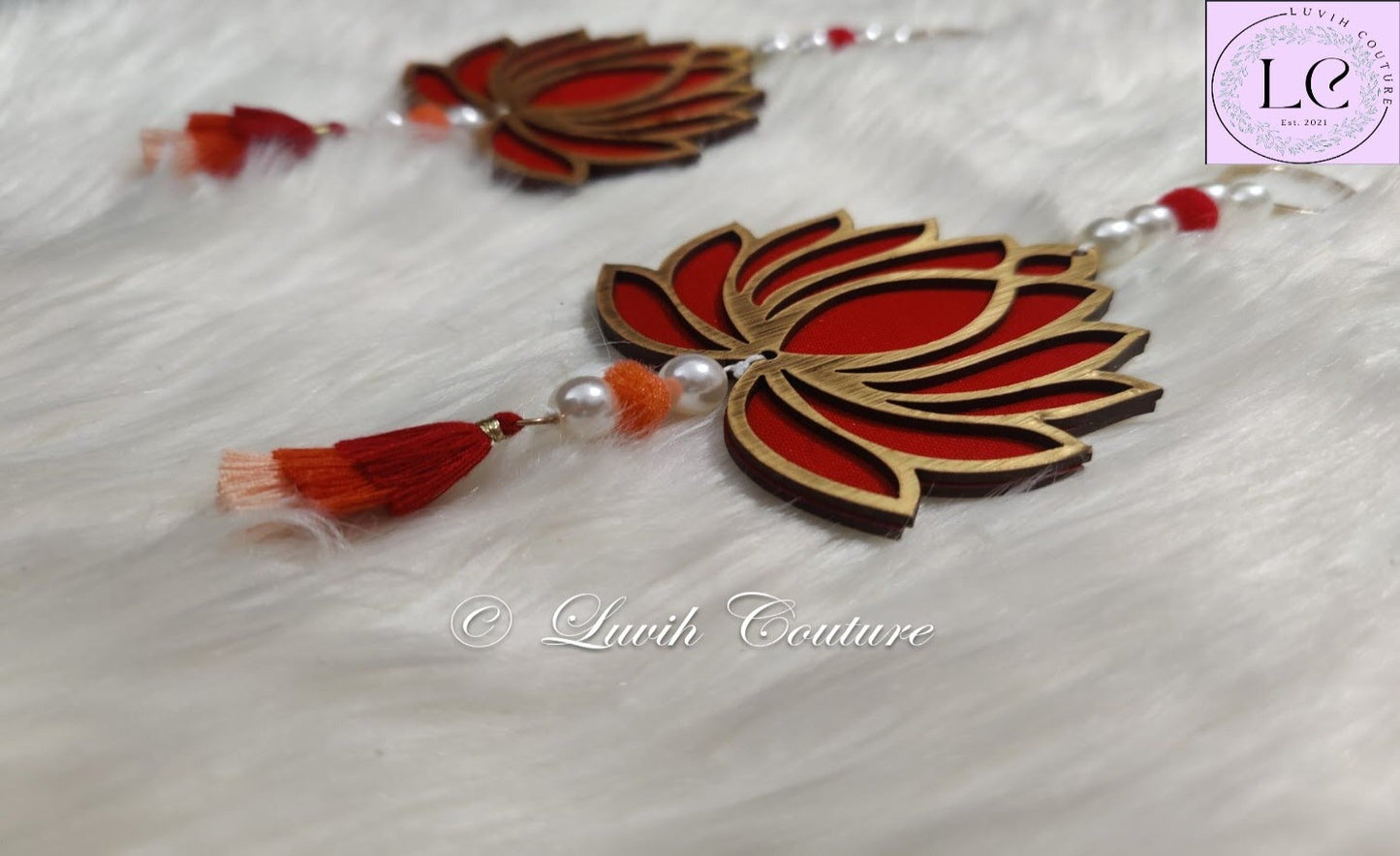 Red Lotus Wall Hangings Side View Decorations, Luvih Couture