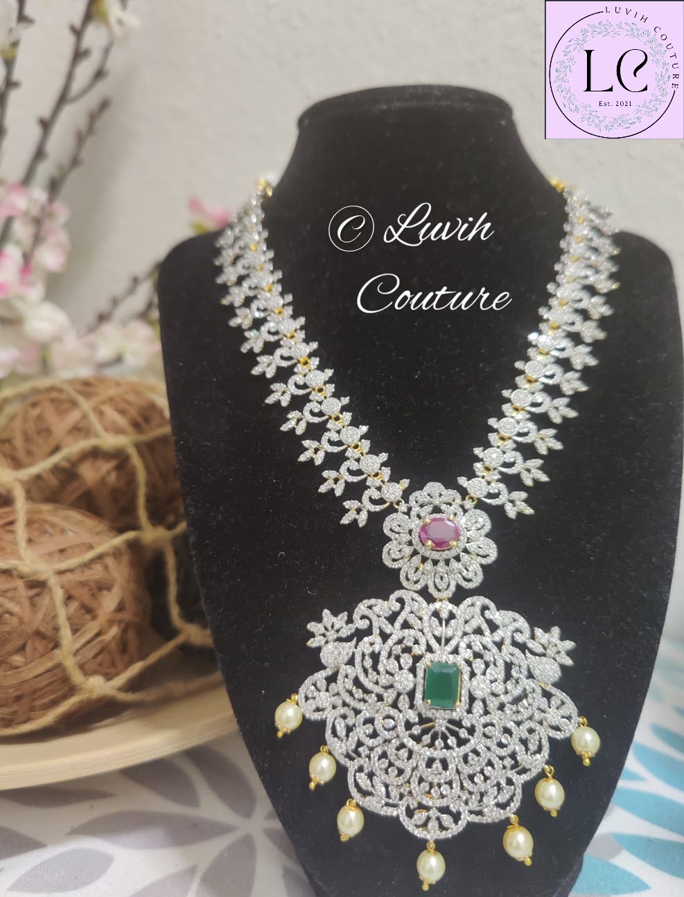 Floral and Vine Cz Necklace  for kids and women Luvih Couture