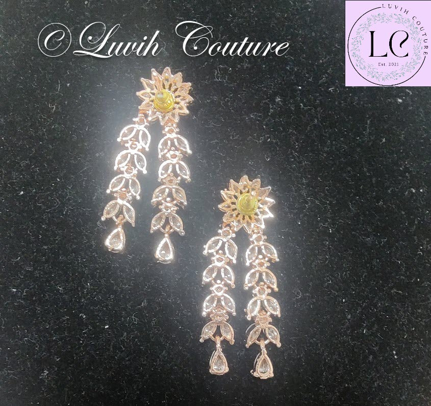 Flexible Floral Cz Earrings Back Side for Kids, Girls, Teens , Women