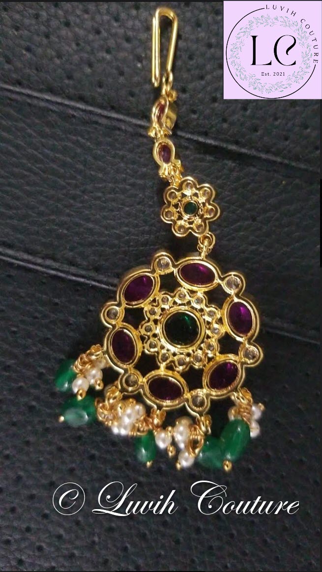 Floral  Design Kemp Maang Tikka/ Papadi Billa for kids or women