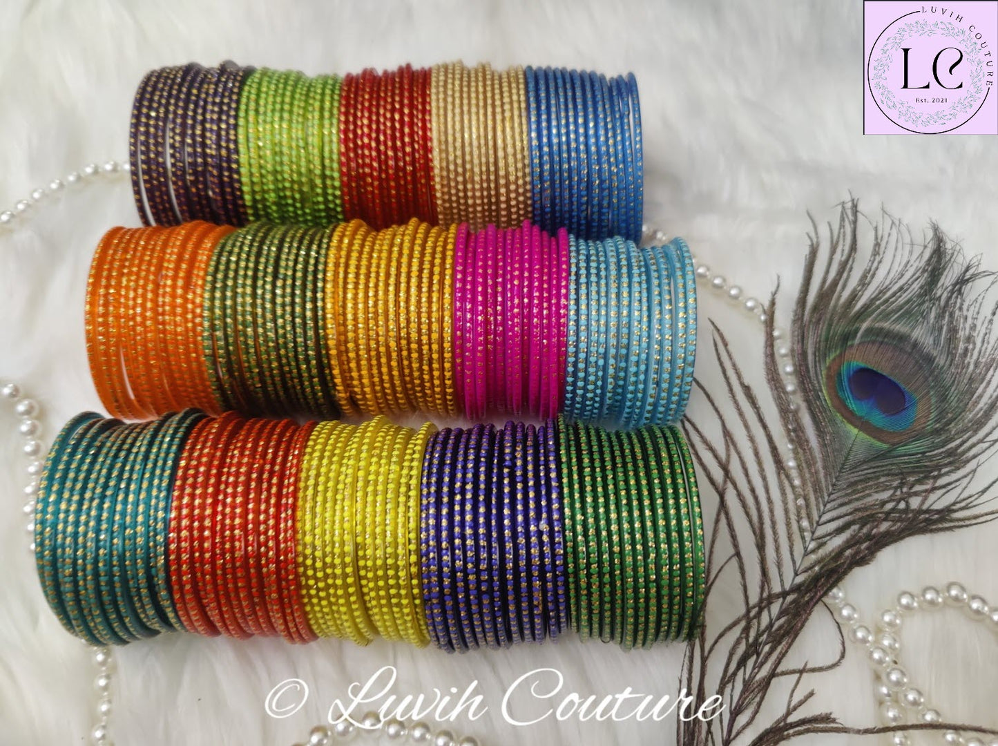Glass Bangles Restocked Rund Dots & Sparkles for girls, Teens and Women Top View