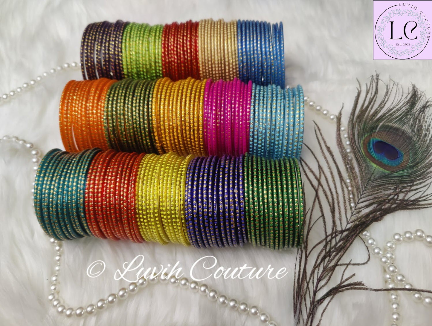 Glass Bangles Restocked Rund Dots & Sparkles for girls, Teens and Women Side View