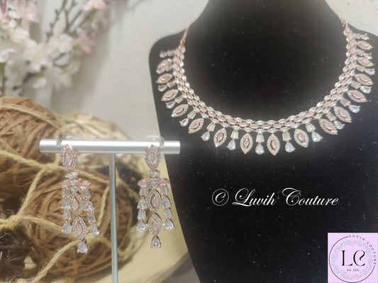 Grand Pink Cz Necklace set for girls, teens, women