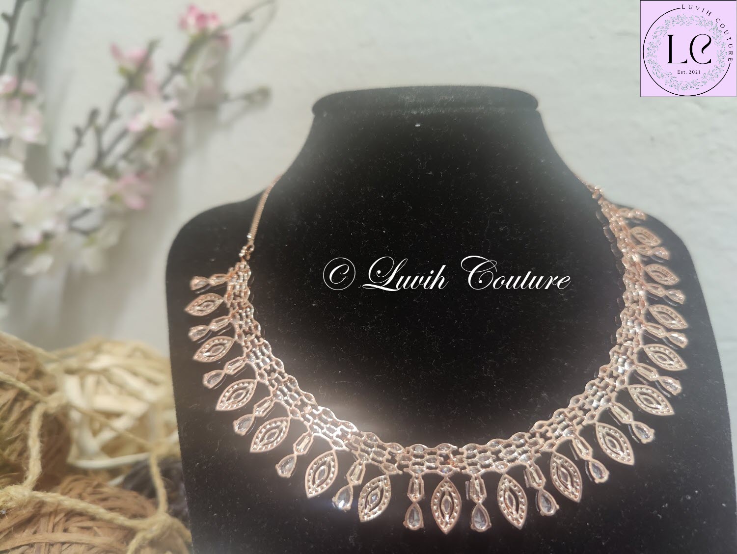 Grand Pink Cz Necklace Back Side for girls, teens, women