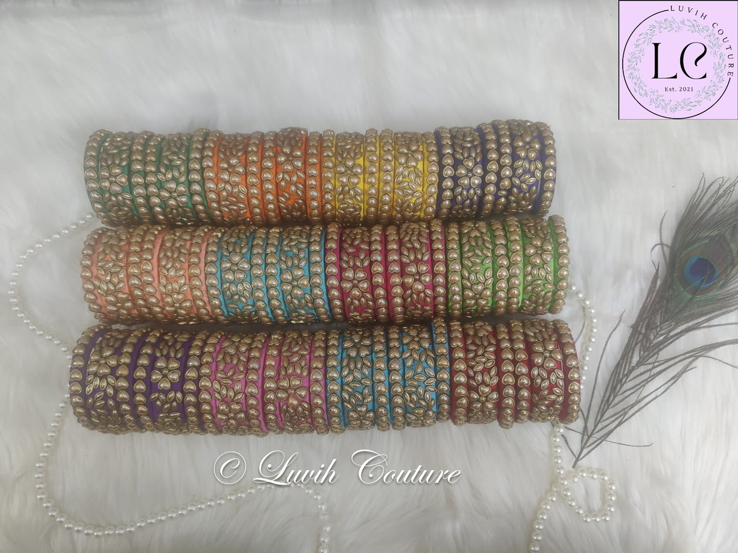 Heart Shape Silk thread Bangles All Colors  Top View for Kids , Girls, Teens, Women
