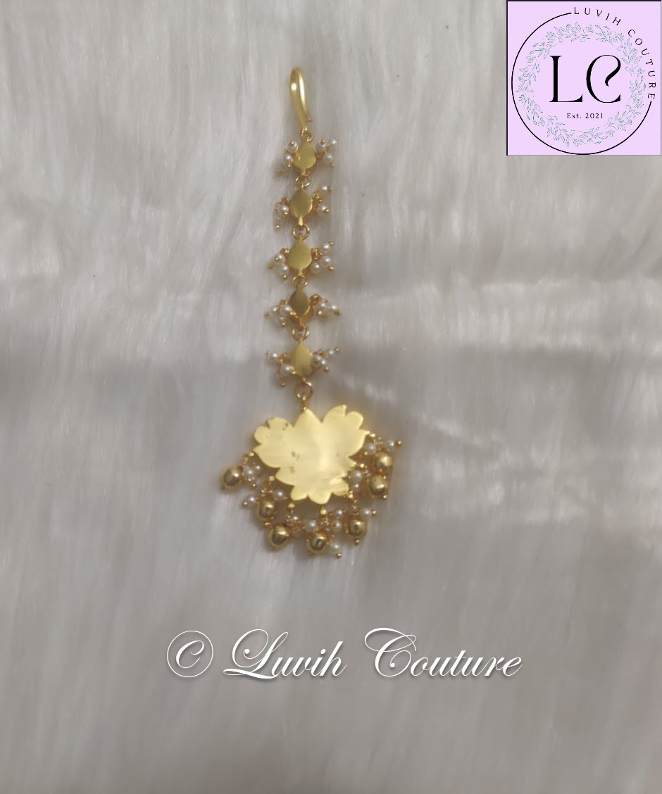 Lotus Chain Jadau Kundan Maang Tikka Or Papadi Billa Back Side For Girls, kids, Teens or Women