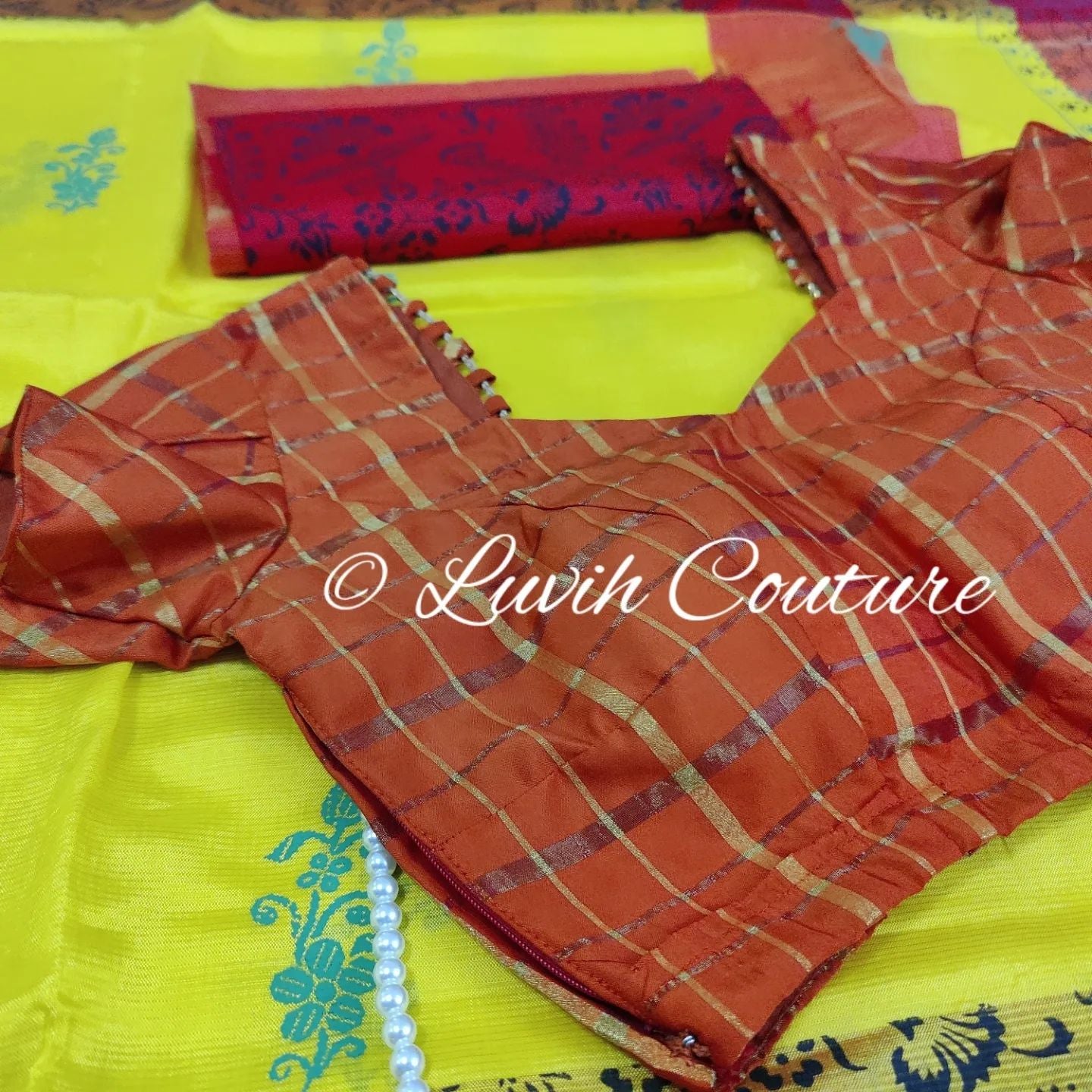 Mangalagiri  saree with Orange Blouse