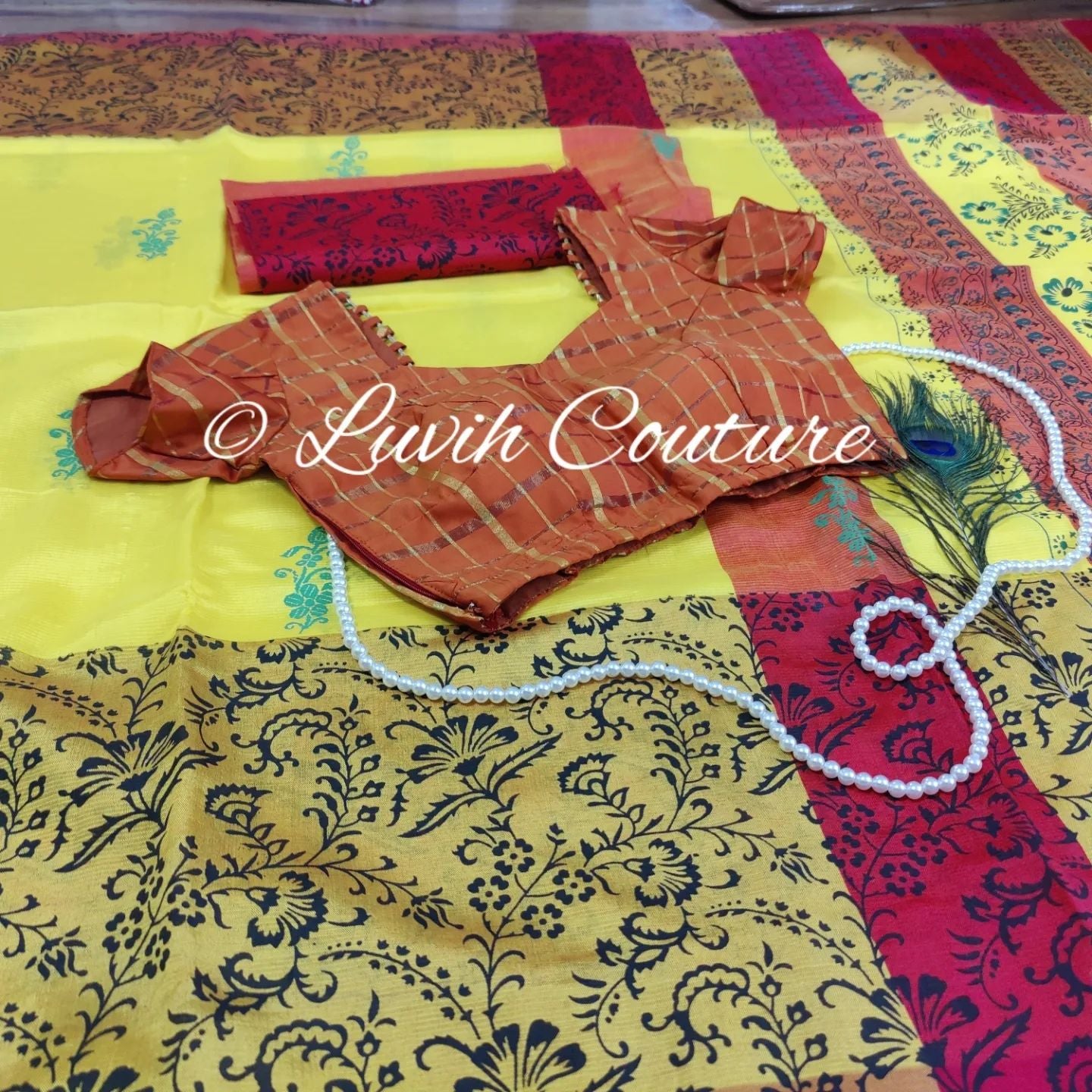 Mangalagiri Saree with yellow and Orange for women