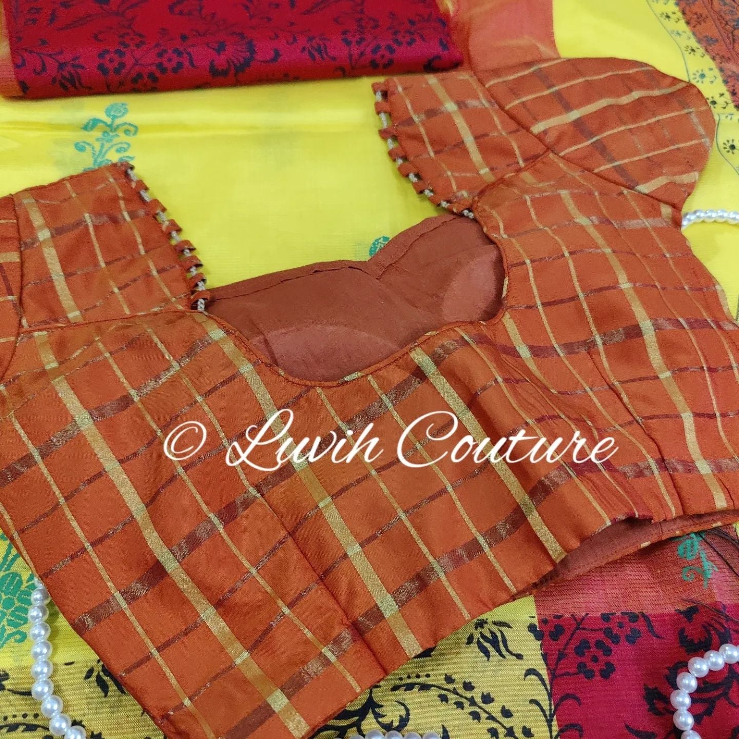 Mangalagiri Saree Orange blouse back side
