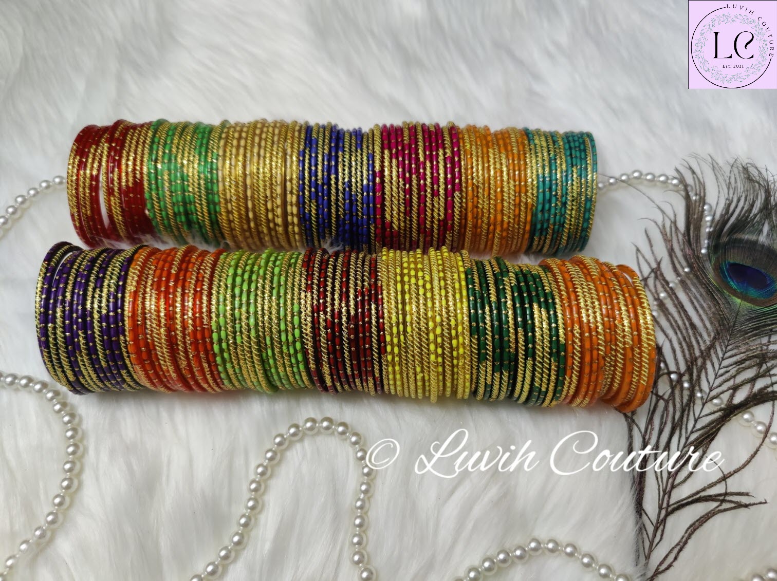 Oval Dot And Criss Cross sparkle Glass Bangles All Colors Side View for Girls, Teens, Women
