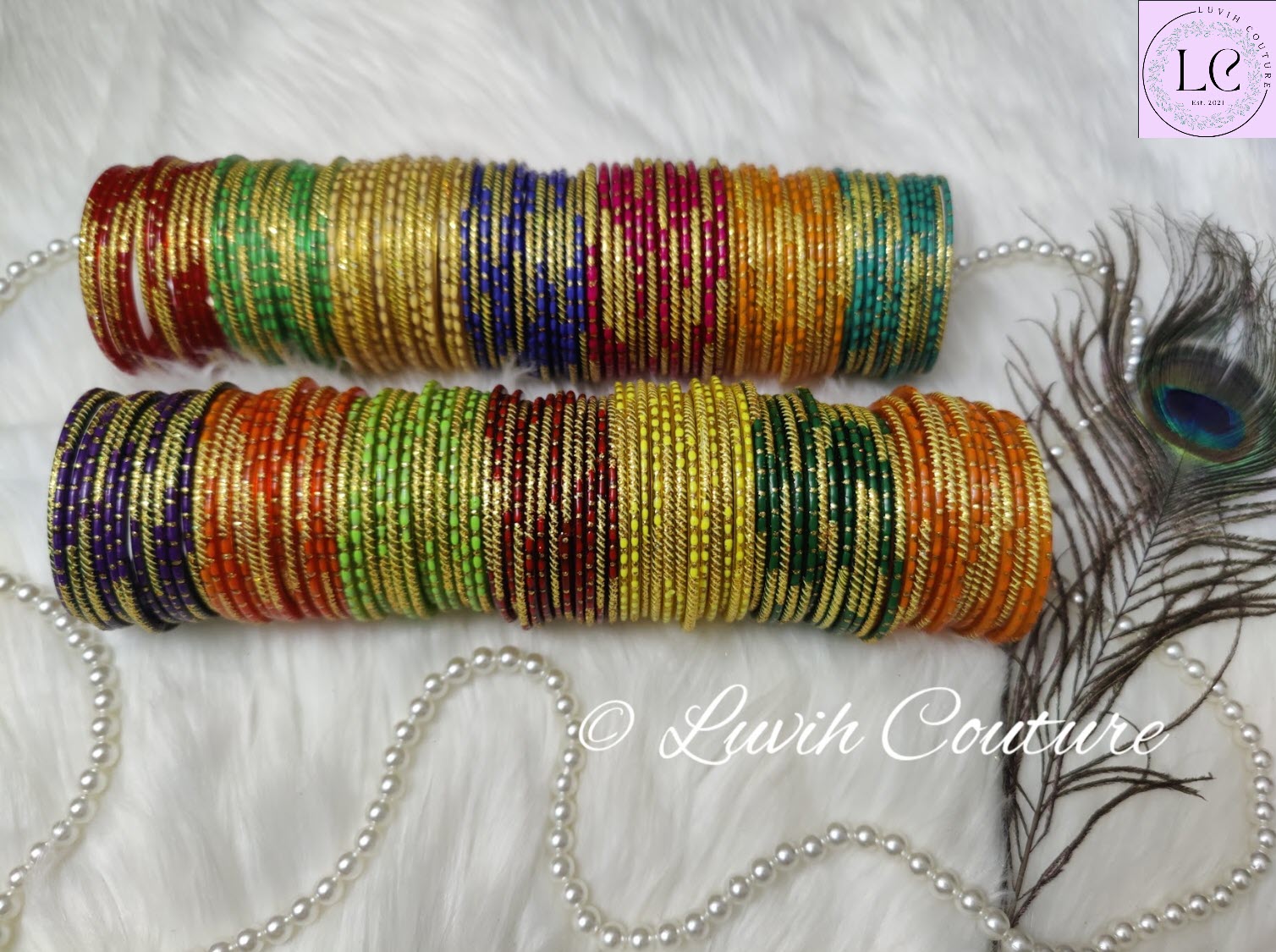 Oval Dot And Criss Cross sparkle Glass Bangles All Colors Top View for Girls, Teens, Women