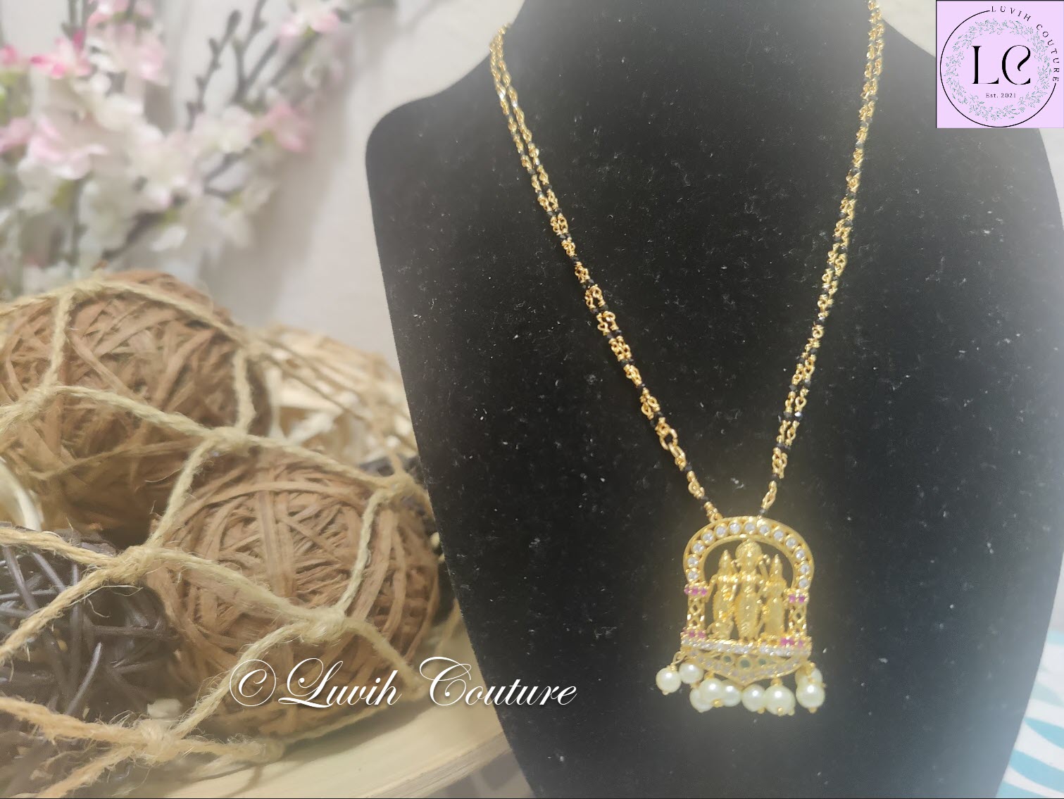 Ram Dharbar Mangalsutra or Black Beads Imitation Jewelry for Women