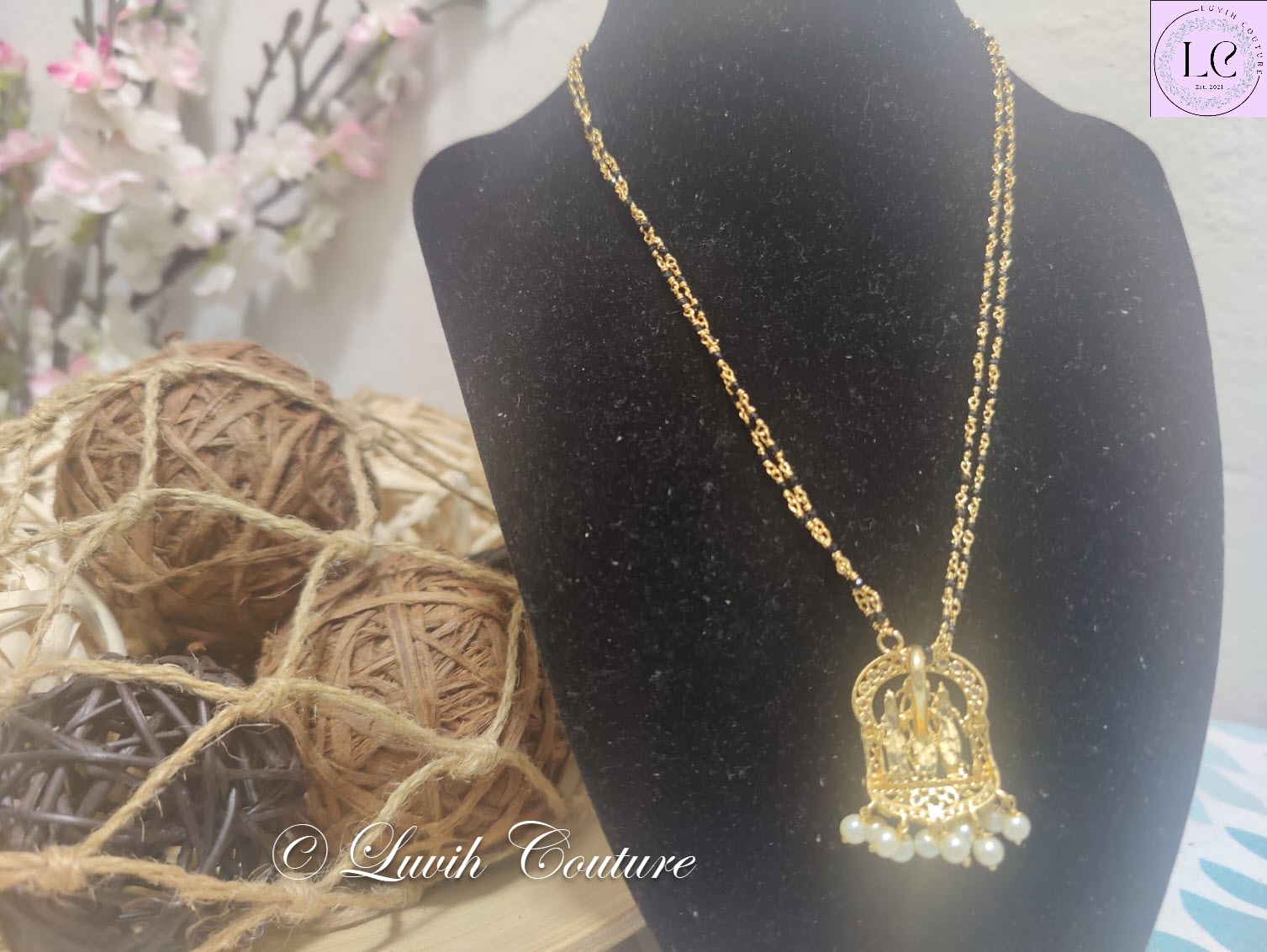 Ram Dharbar Mangalsutra or Black Beads Imitation Jewelry  Back Side for Women