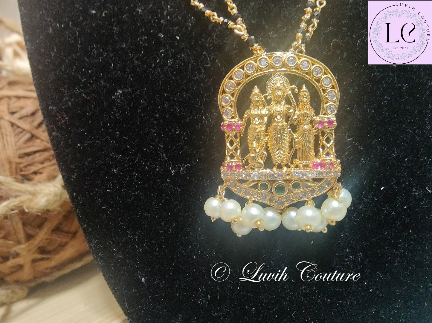 Ram Dharbar Pendant black beads or Mangalsutra for Women