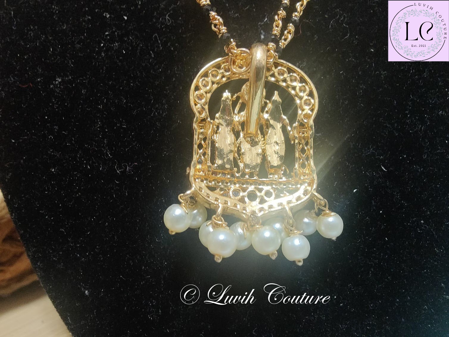 Ram Dharbar Pendant black beads or Mangalsutra  Back Side  for Women