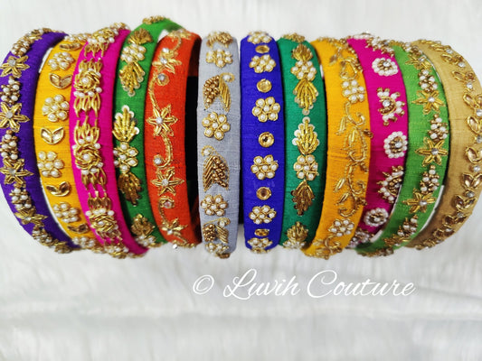 Maggam work Hair bands small or Raw Silk Hair bands for babies, Toddlers, girls