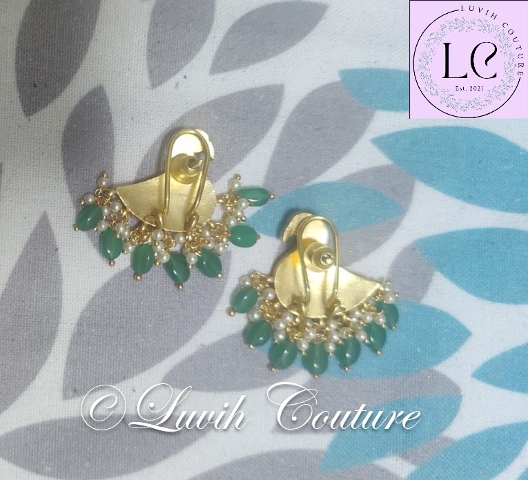 Swan Jadau Kundan Earrings Back Side Top View for girls , teens and women