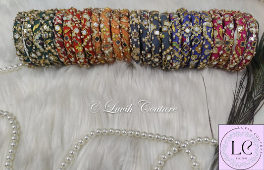 Thin Maggam Bangles All Colors for women
