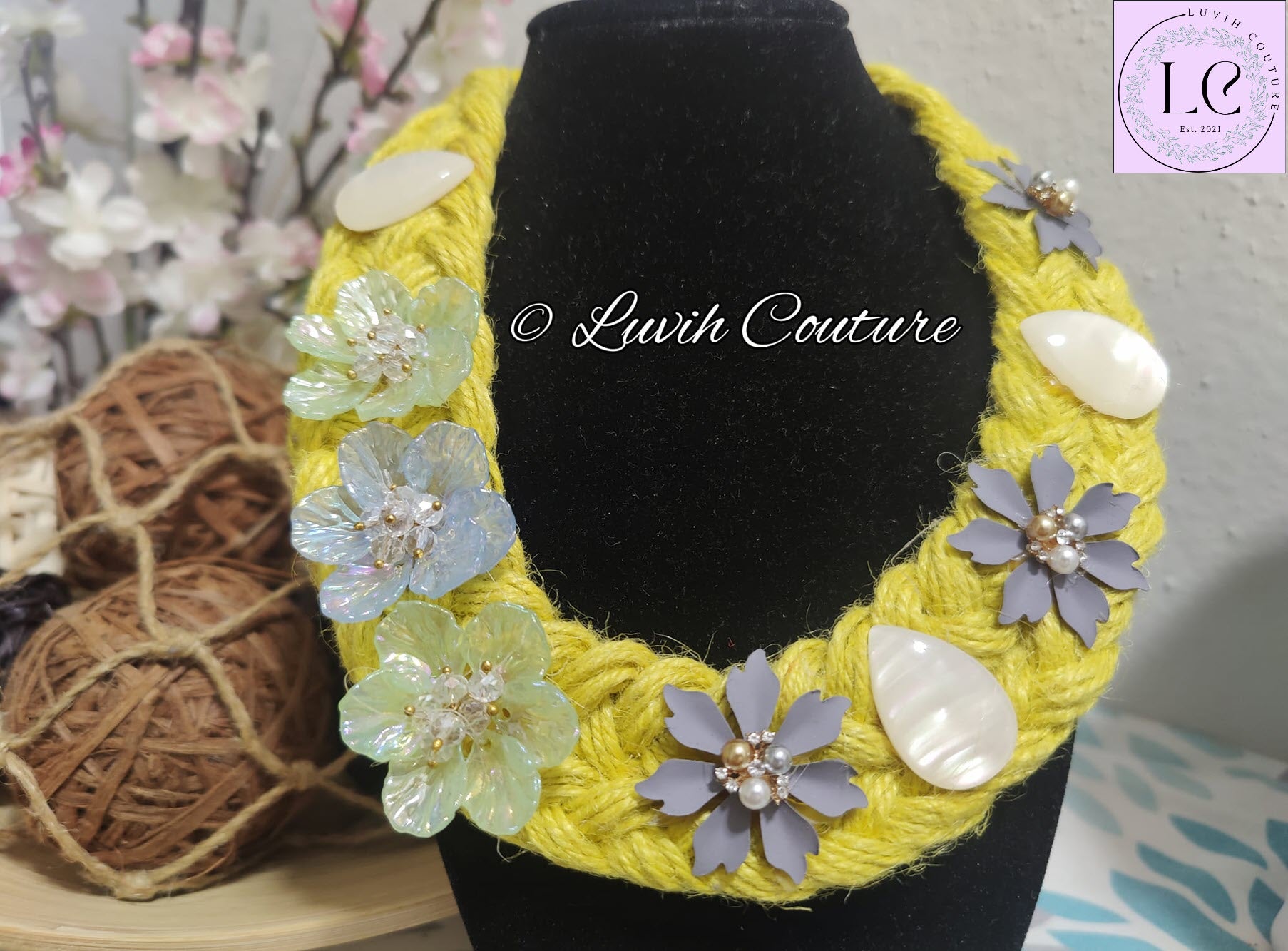 Lemon Yellow Handmade Vintage Necklace for Women