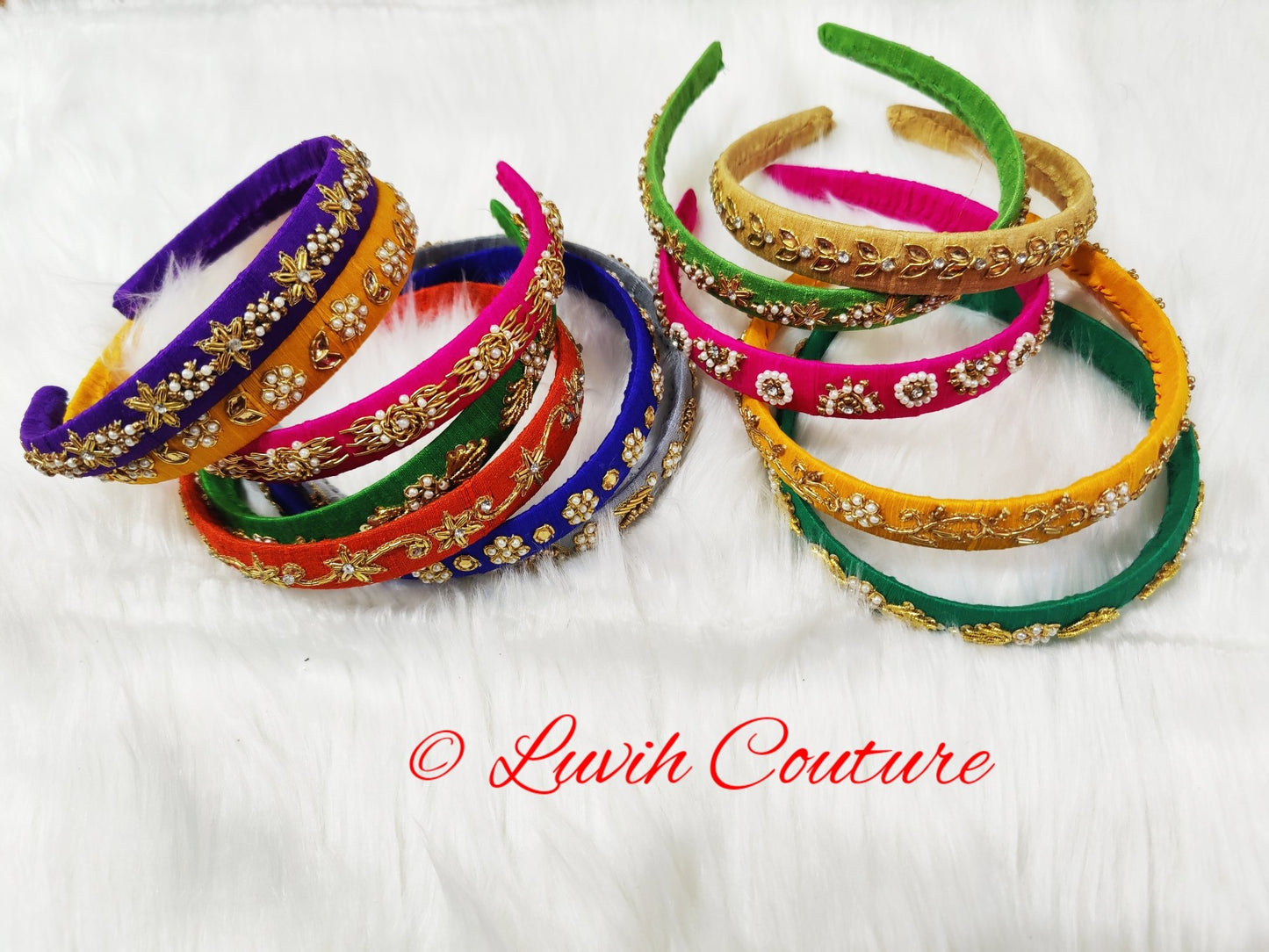 Maggam work Hair bands small or Raw Silk Hair bands for babies, Toddlers, girls
