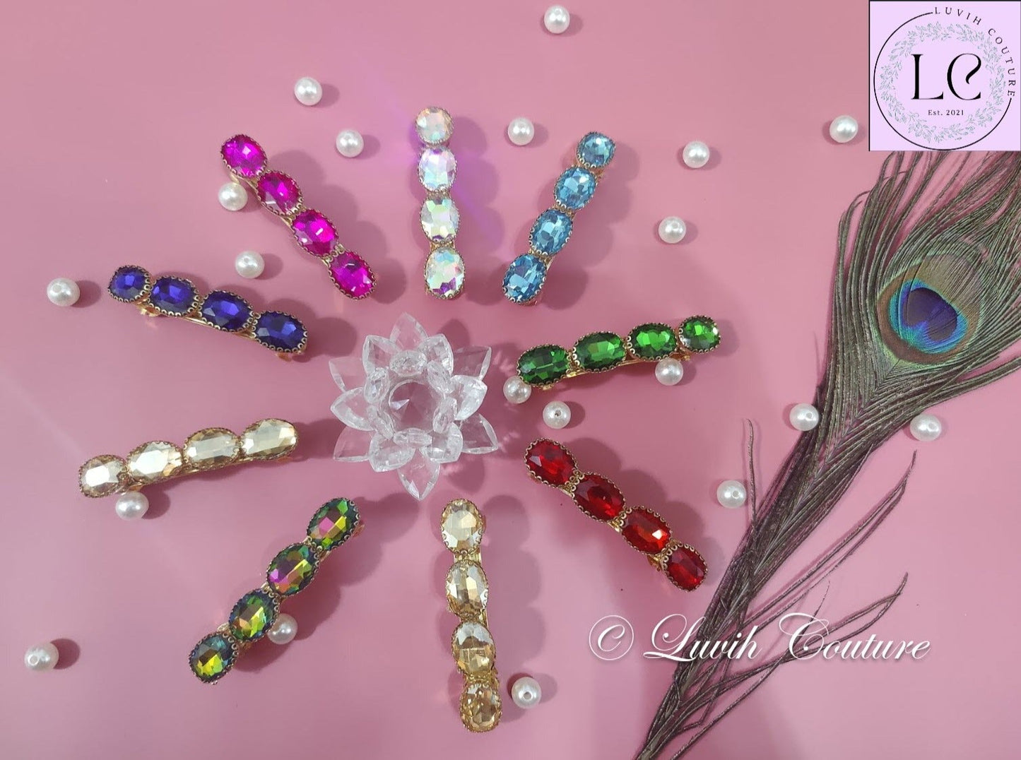 All Colors Oval Center Hair Clips For women, Luvih Couture