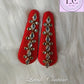 Apple Red Silk thread Hair Clips Rhombus and dot shape for kids, toddlers, girls, Luvih Couture