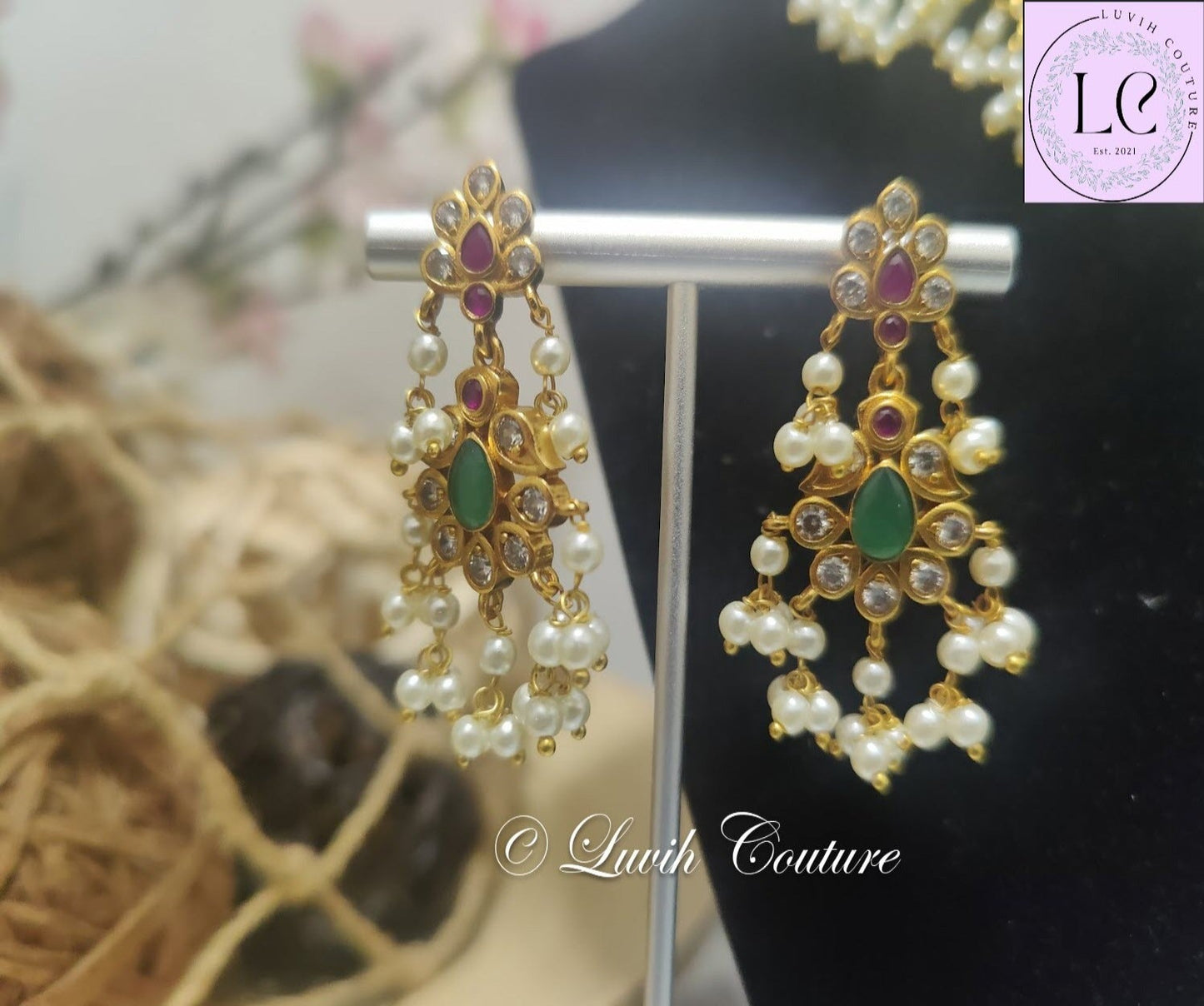 Cz  Floral Choker Earrings for Kids, girls, teens, Women