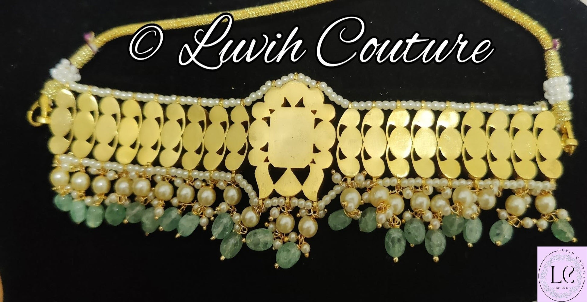 Carved Stone Jadau Kundan Necklace Back Side, Women's Necklace, Imitation Necklaces, Imitation Jewelry, Luvih Couture