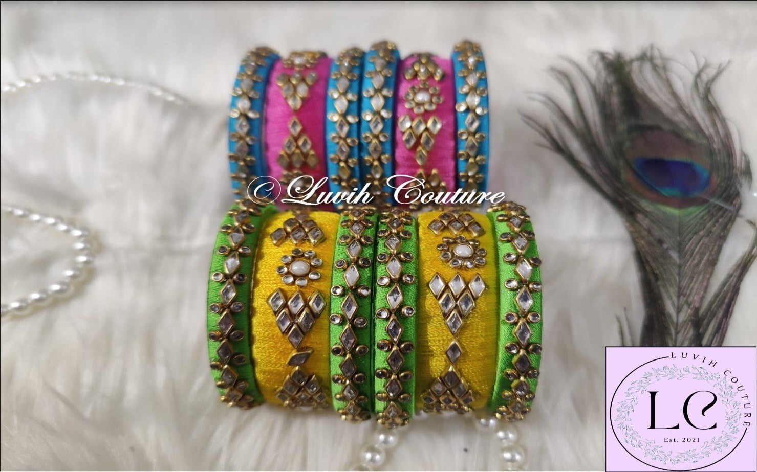 Silk thread bangles custom order all colors, Luvih Couture