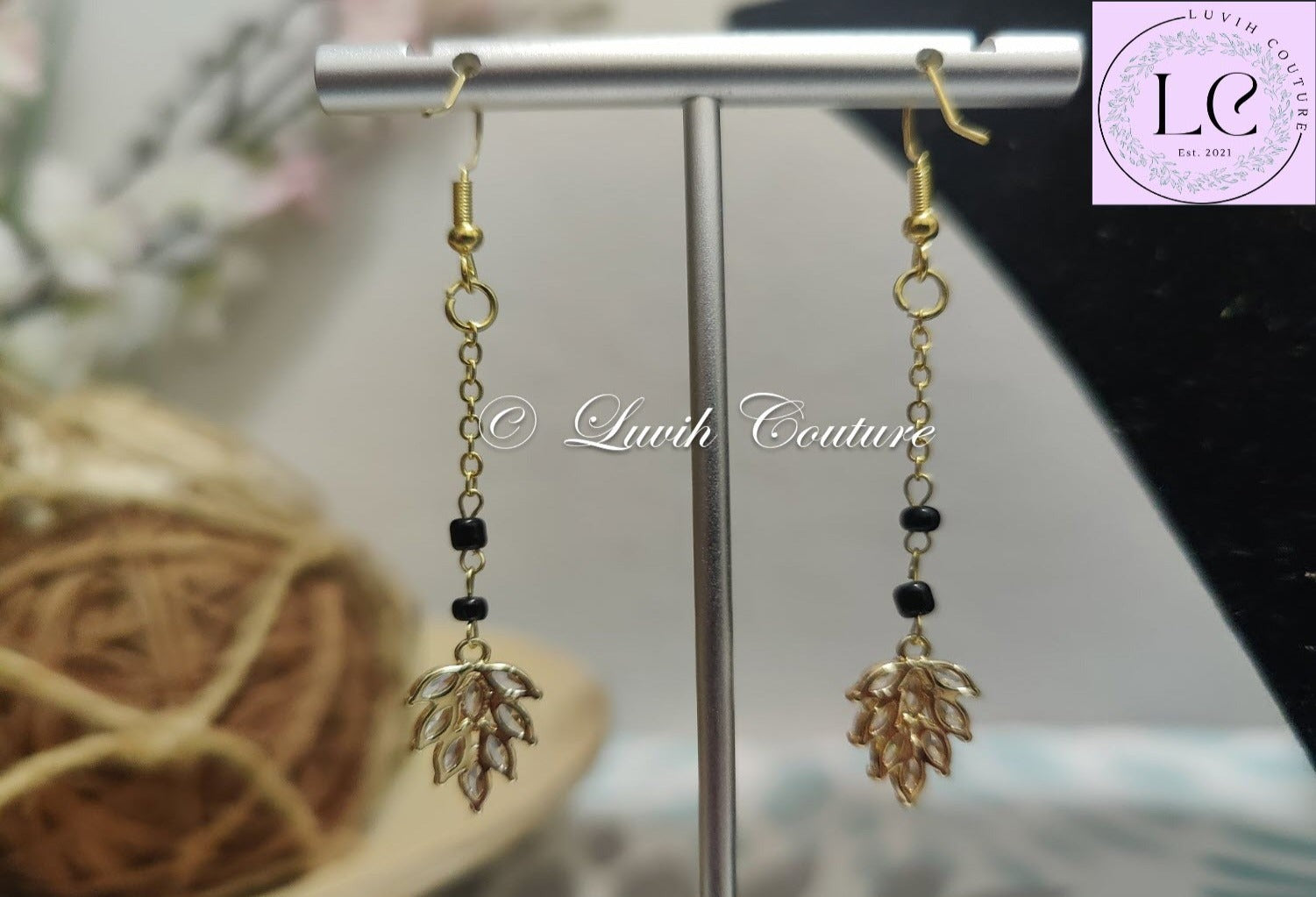 CZ Earrings Modern Mangalsutra Back Side For Women, Luvih Couture
