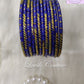 Dark Blue Oval Dot And Criss Cross sparkle Glass Bangles for Girls, Teens, Women