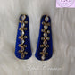 Dark Blue Silk thread Hair Clips Rhombus and dot shape for kids, toddlers, girls, Luvih Couture