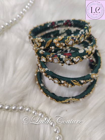 Maggam work bangles or Raw silk bangles Handloom Patola Thin bangles for Women