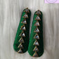 Dark Green Silk Thread Hair Clips Triangle Design for  kids, Luvih Couture