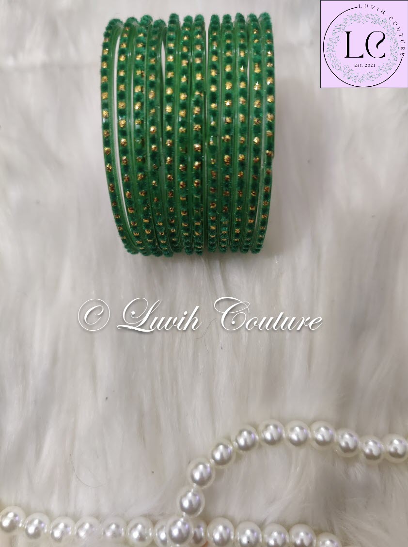 Dark Green Glass Bangles Velvet for women