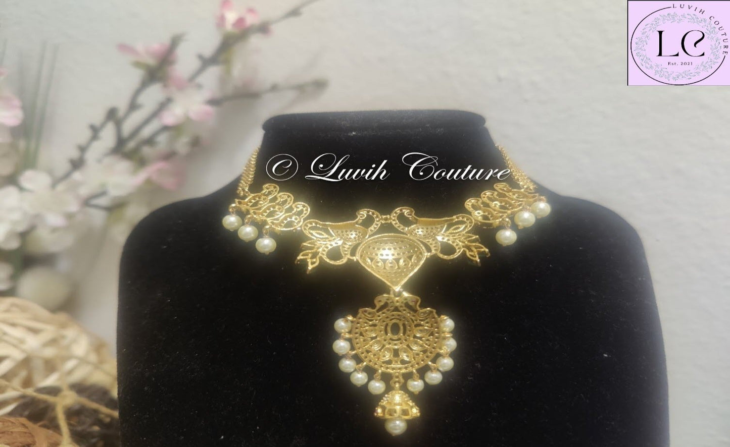 Dual Peacock CZ Necklace back side for kids, Girls , Teens or women Luvih Couture