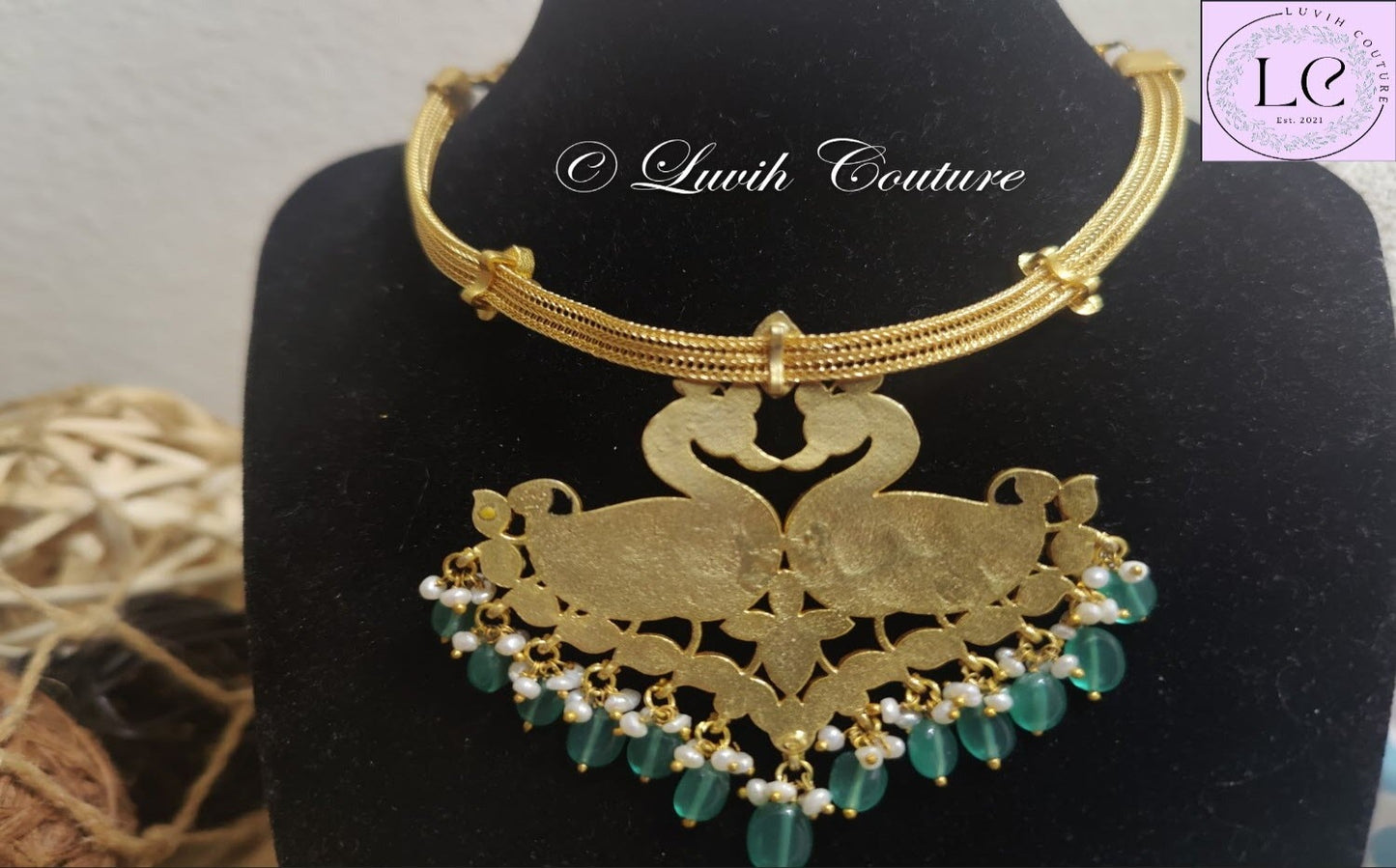 Dual Peacock Jadau kundan Necklace Back side for women, Luvih Couture