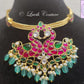 Dual Peacock Jadau Kundan Necklace or Locket Close up, Luvih Couture