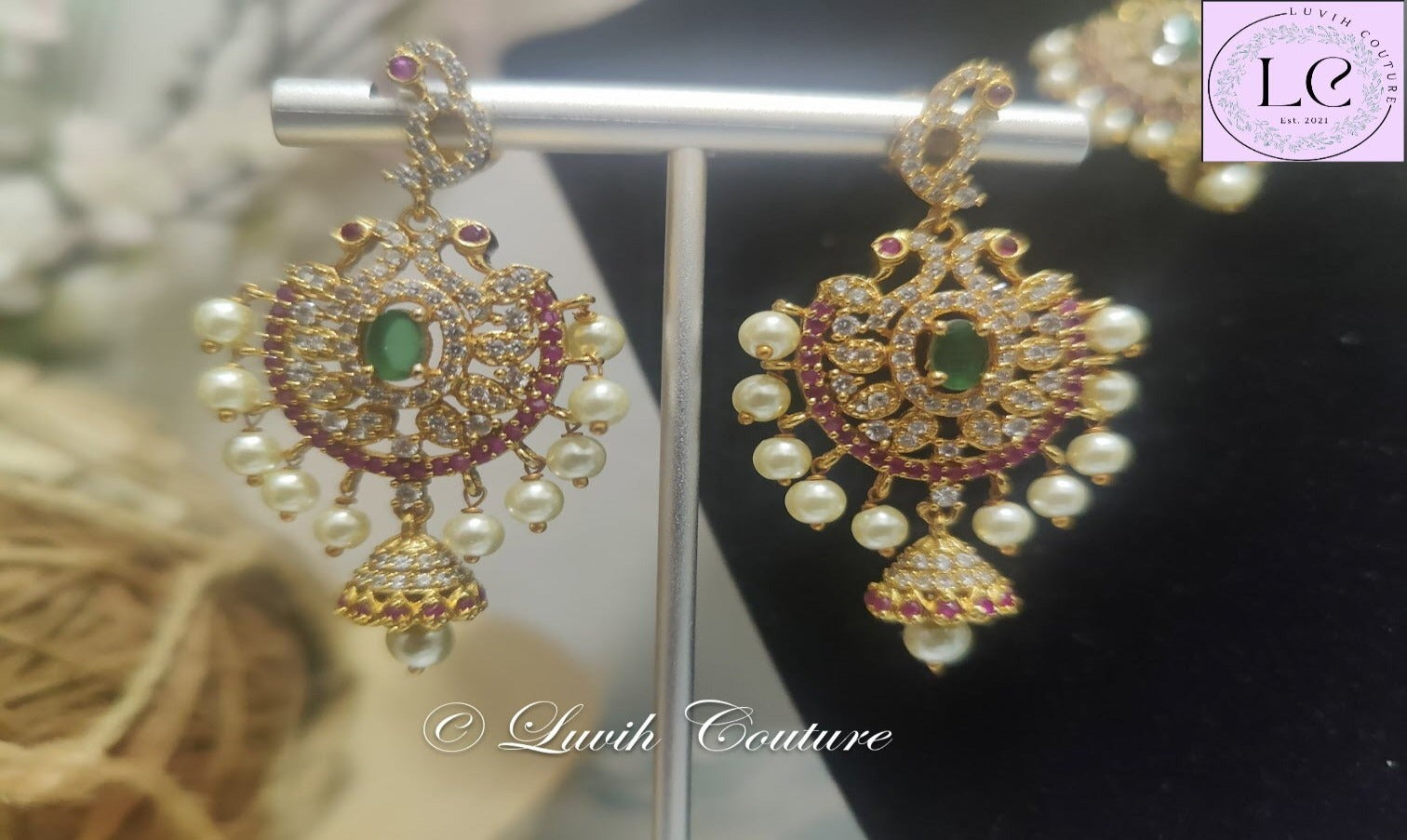 Dual Peacock CZ Earrings For kids, Girls, Teens or women