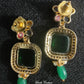 Navaratan earrings back side rice pearls mala/necklace, Luvih Couture