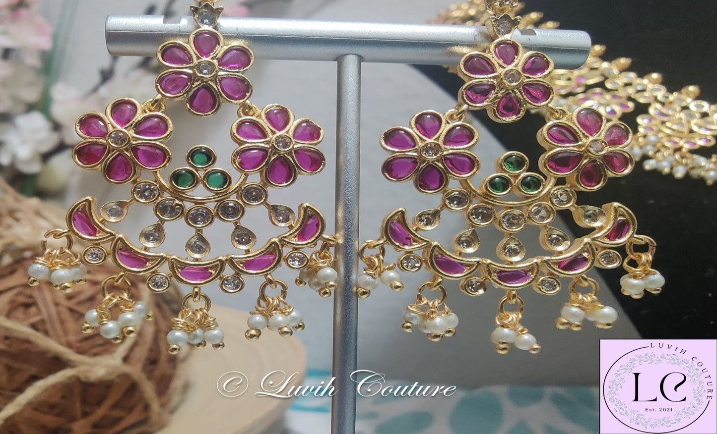 Floral Kemp Earrings Guttapusalu for kids, girls , Teens, Women