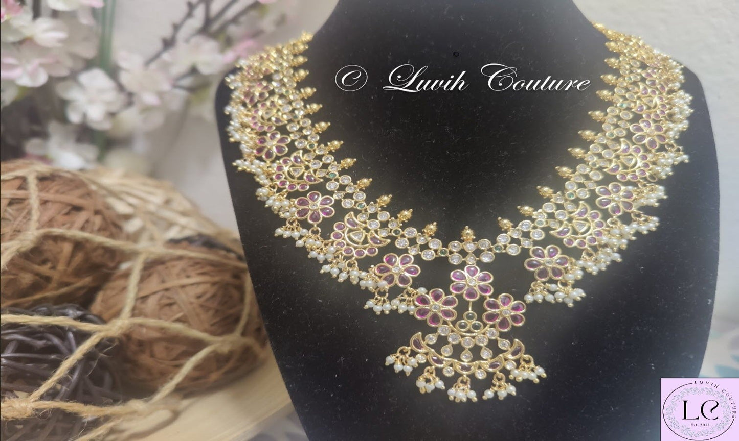 Floral Kemp Guttapusalu Necklace for kids, girls , Teens, Women