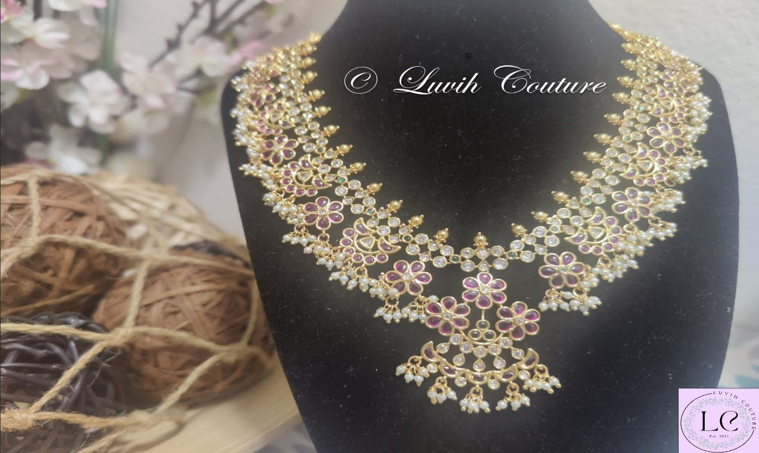 Floral Kemp Guttapusalu Necklace for kids, girls , Teens, Women