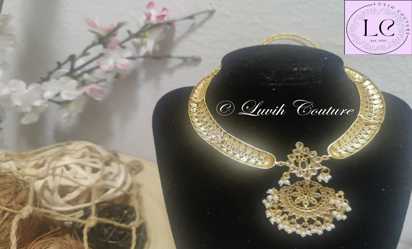 Floral Temple Necklace  back side for girls, teens and women