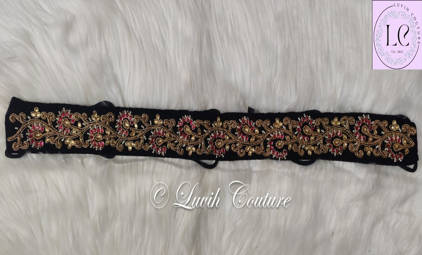 Flower Design Velvet Maggam work Jada for kids and women Luvih Couture