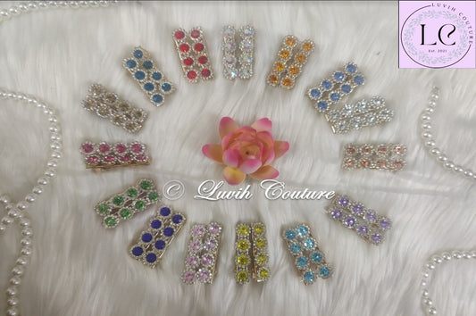 Designer Flower Alligator hair clips all colors round, Luvih Couture