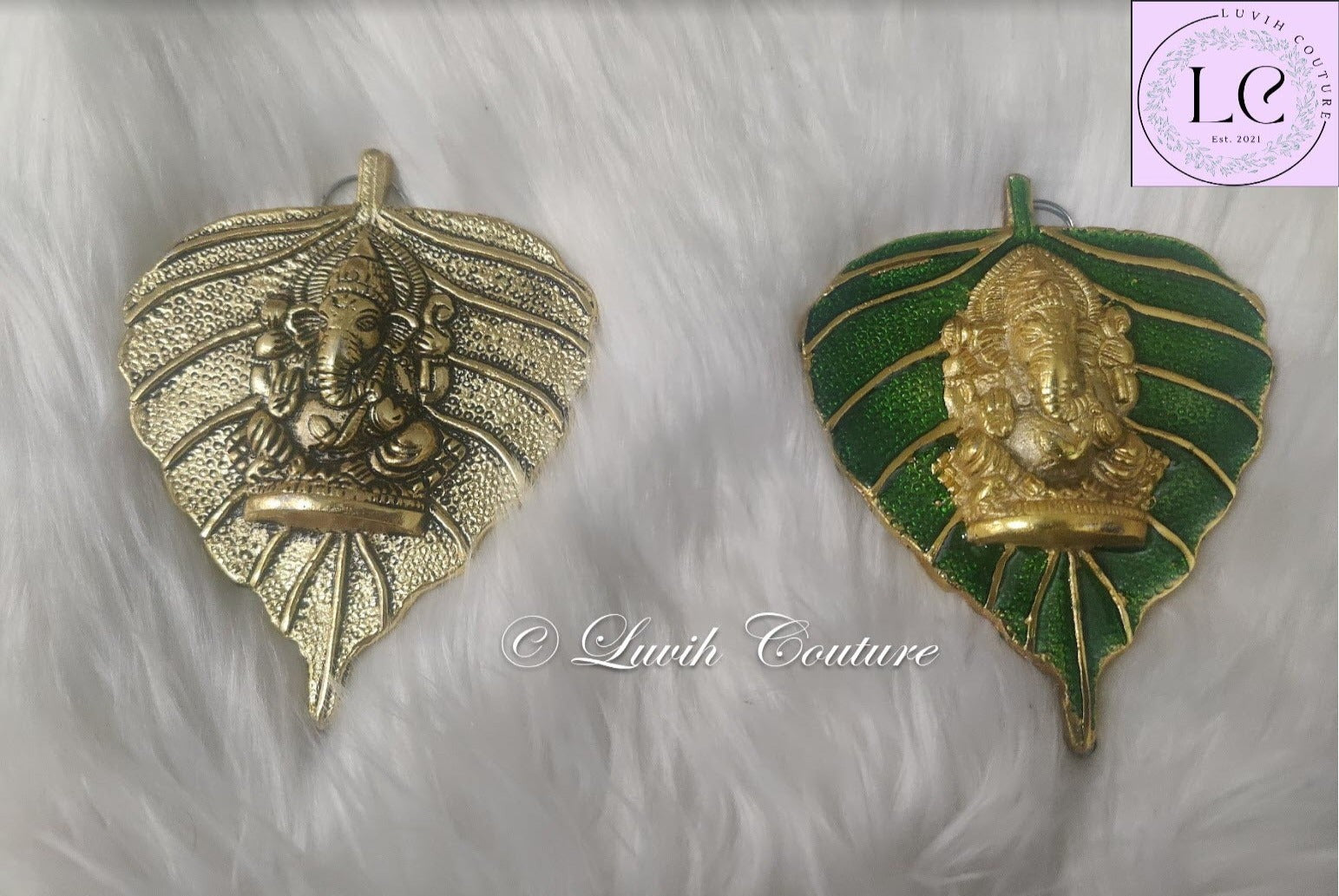 Ganesh Wall decor Gold and green Luvih Couture