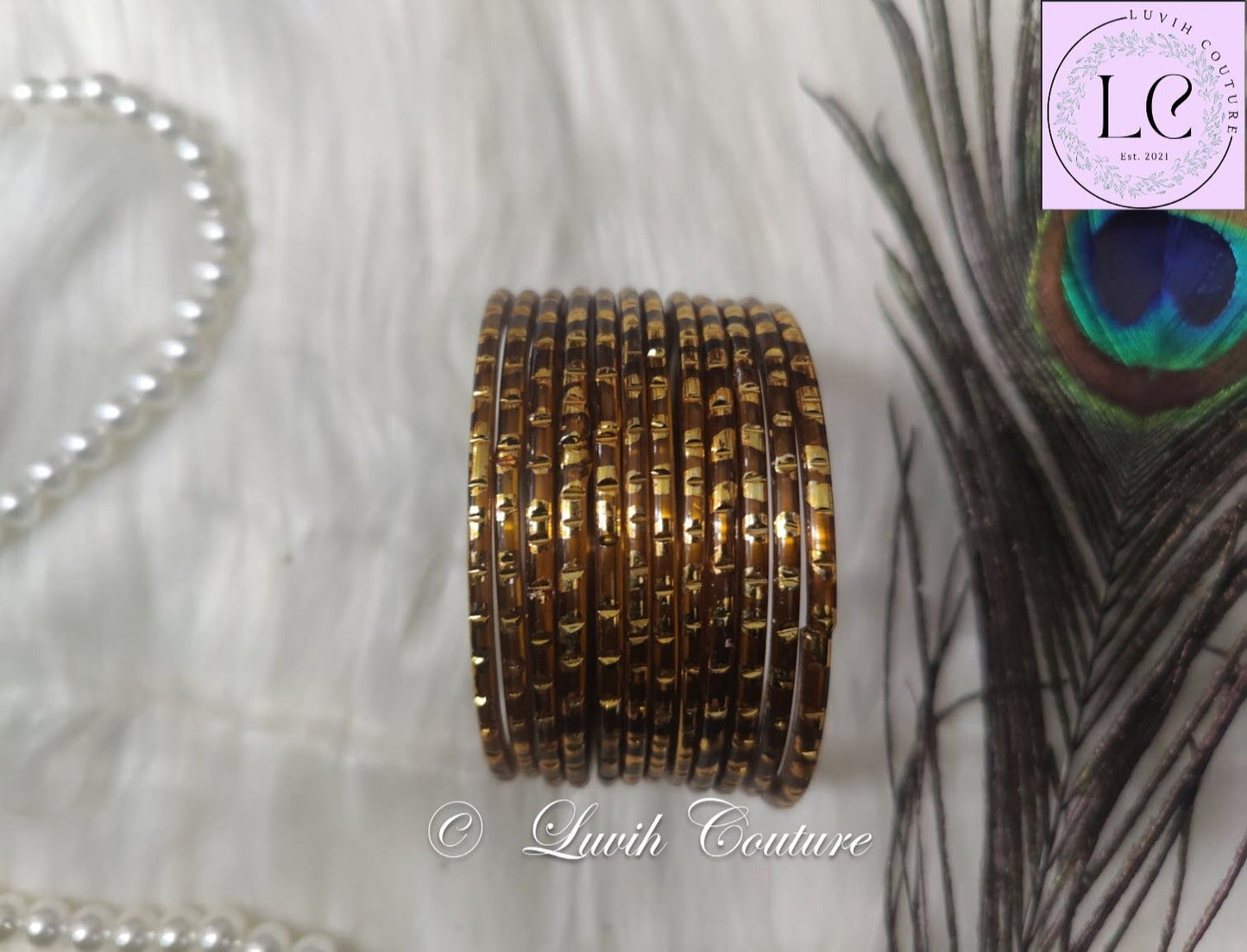 Glass Bangles- Gold- Traditional Bangles, Luvih Couture